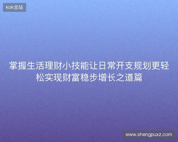掌握生活理财小技能让日常开支规划更轻松实现财富稳步增长之道篇